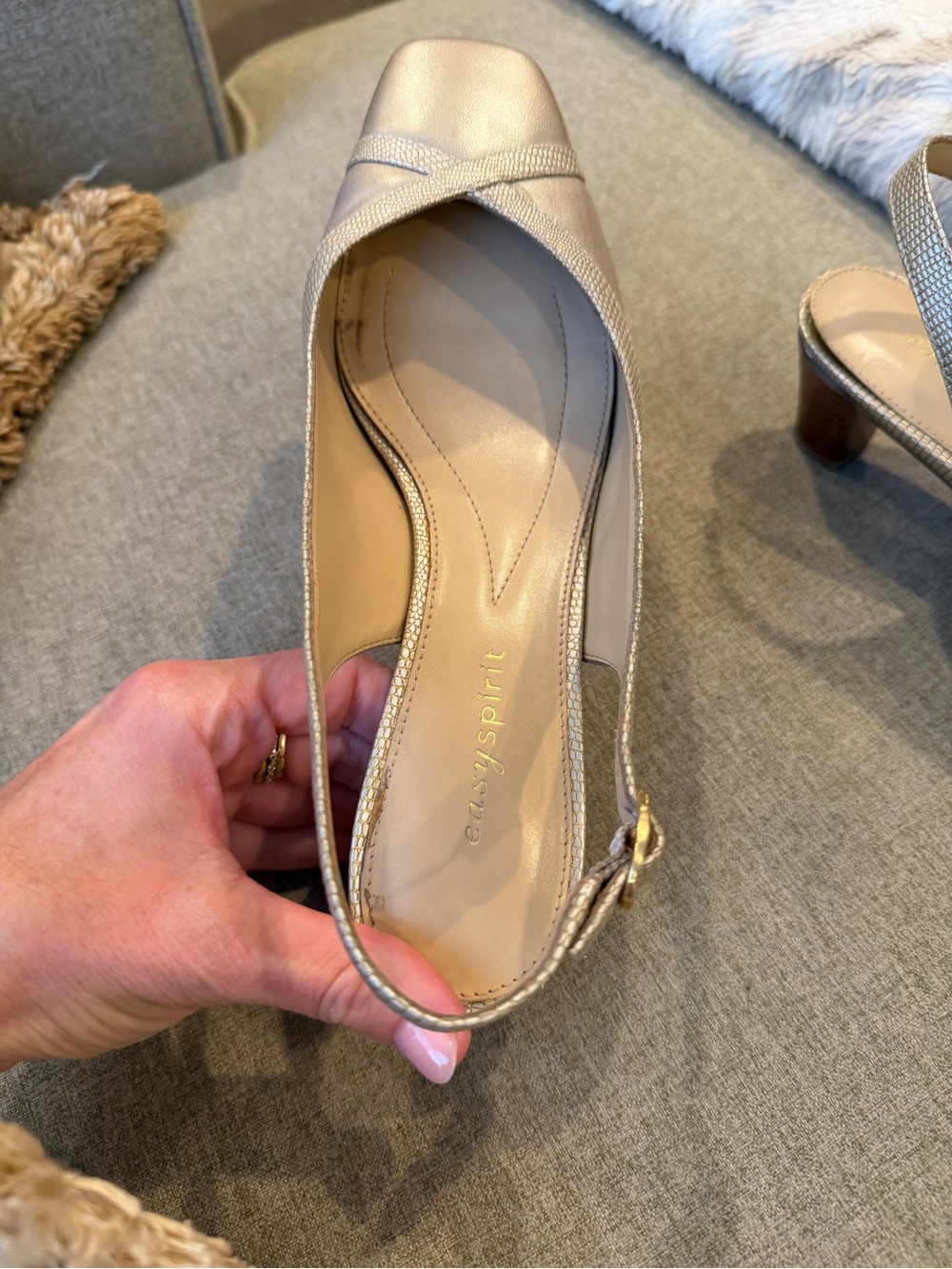 Easy Spirit Metallic Nude Slingback Mules - Picture 3 of 5